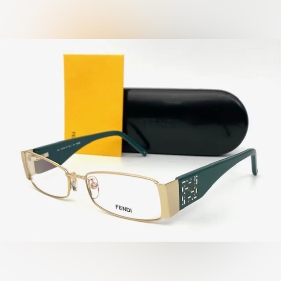 FENDI F923R 758 Gold Teal  / Demo Lens 52mm Eyeglasses - Picture 4 of 4